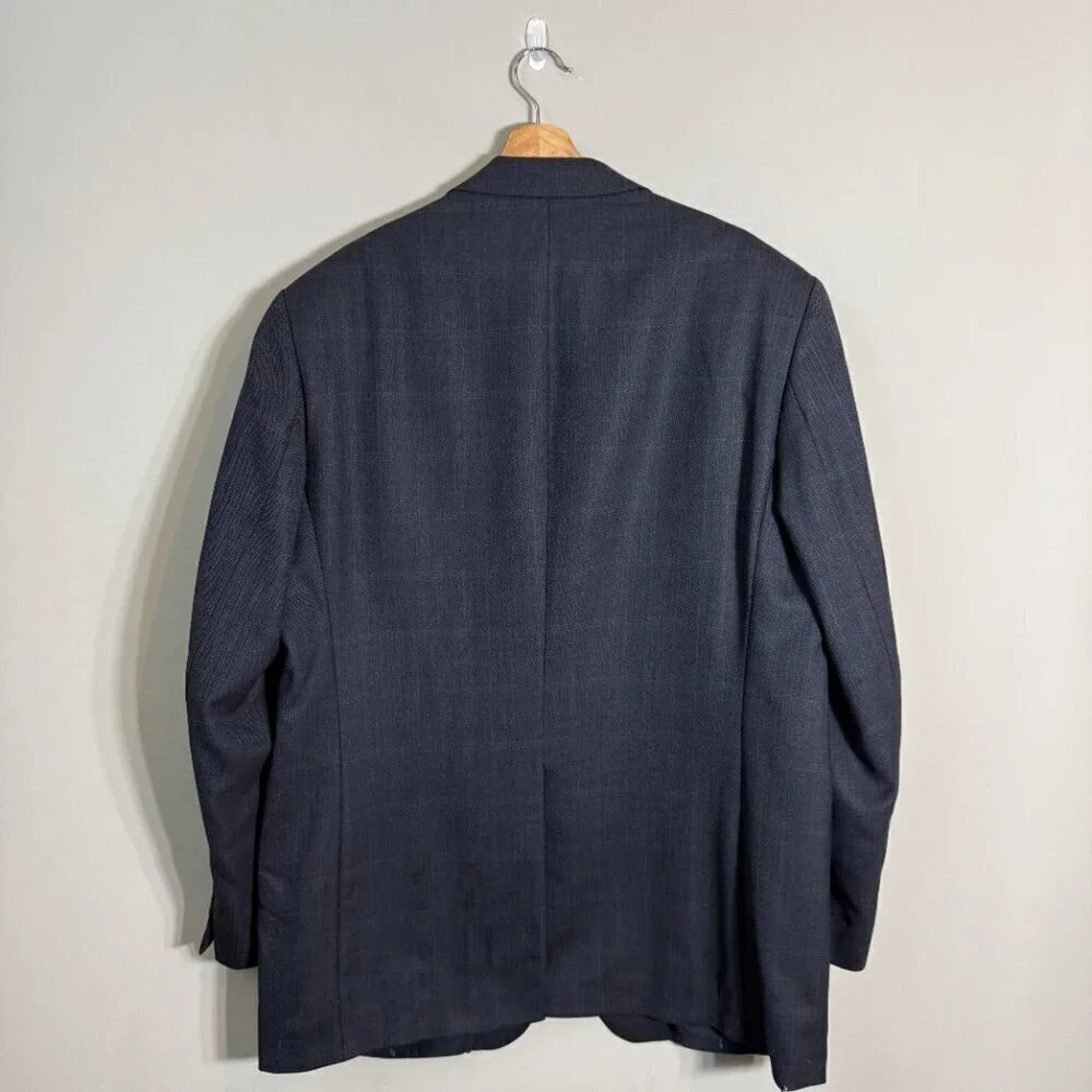 Lauren Ralph Lauren Plaid Wool Sport Coat Dinner Jacket Blazer Men's 46L Blue